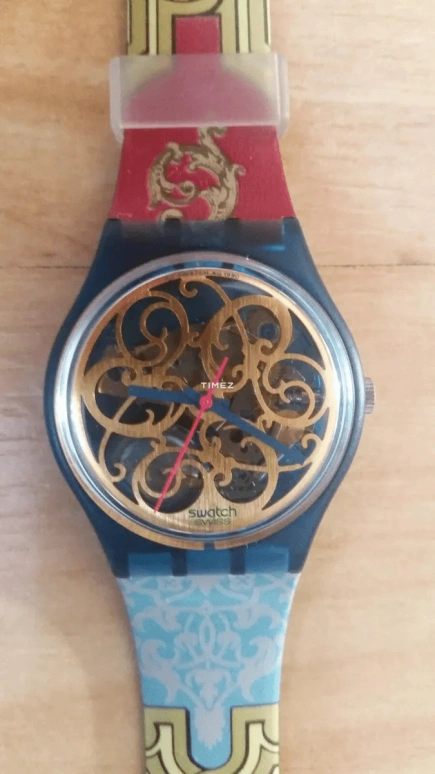 Swatch,Other 34mm,34mm,Plastic,Skeleton,Quartz,Crystal Glass,Tonneau,GN107