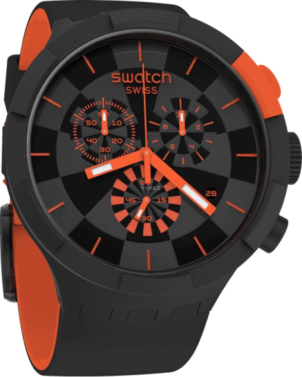 Swatch,THE BOLD 47mm,47mm,Plastic,Black,Sapphire,Crystal Glass,SB02B402