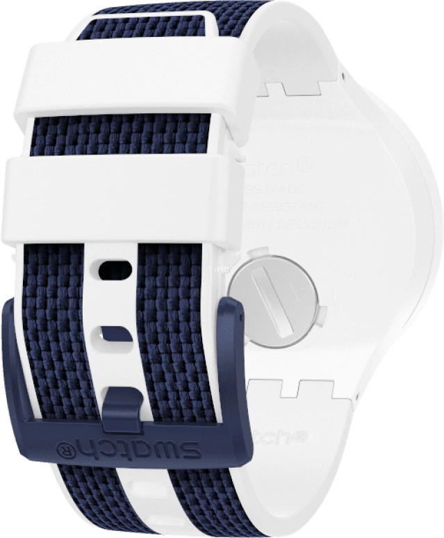 Swatch,THE BOLD 47mm,47mm,Plastic,White,Sapphire,Crystal Glass,Closed,SO27W102