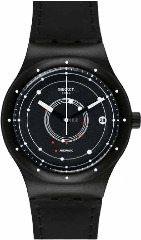 Swatch,Sistem 51 42mm,42mm,Plastic,Black,Automatic,Day,90hours,SUTB400