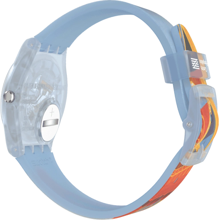 Swatch,Originals 34mm,34mm,Plastic,Blue,Quartz,Sapphire,Crystal Glass,Round,GZ357
