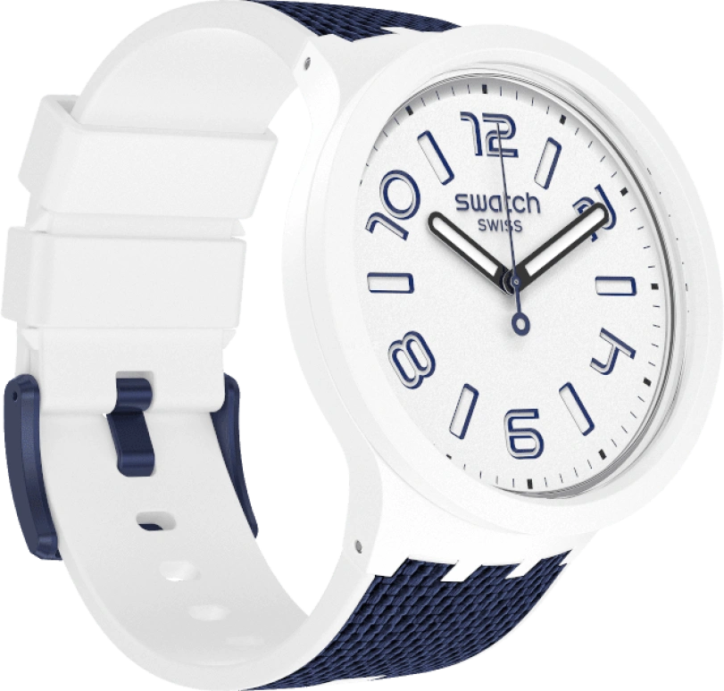 Swatch,THE BOLD 47mm,47mm,Plastic,White,Sapphire,Crystal Glass,Closed,SO27W102