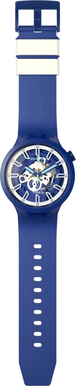 Swatch,Other 47mm,47mm,Plastic,Blue,Skeleton,Quartz,Sapphire,Crystal Glass,Round,SB01N102