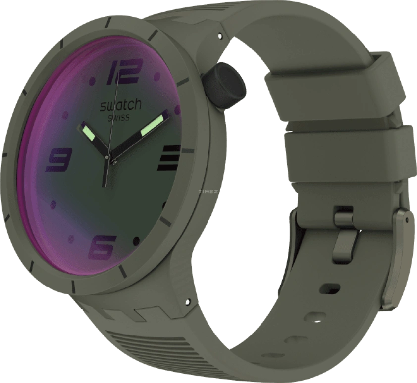 Swatch,THE BOLD 47mm,47mm,Plastic,Green,Sapphire,Crystal Glass,SO27M105