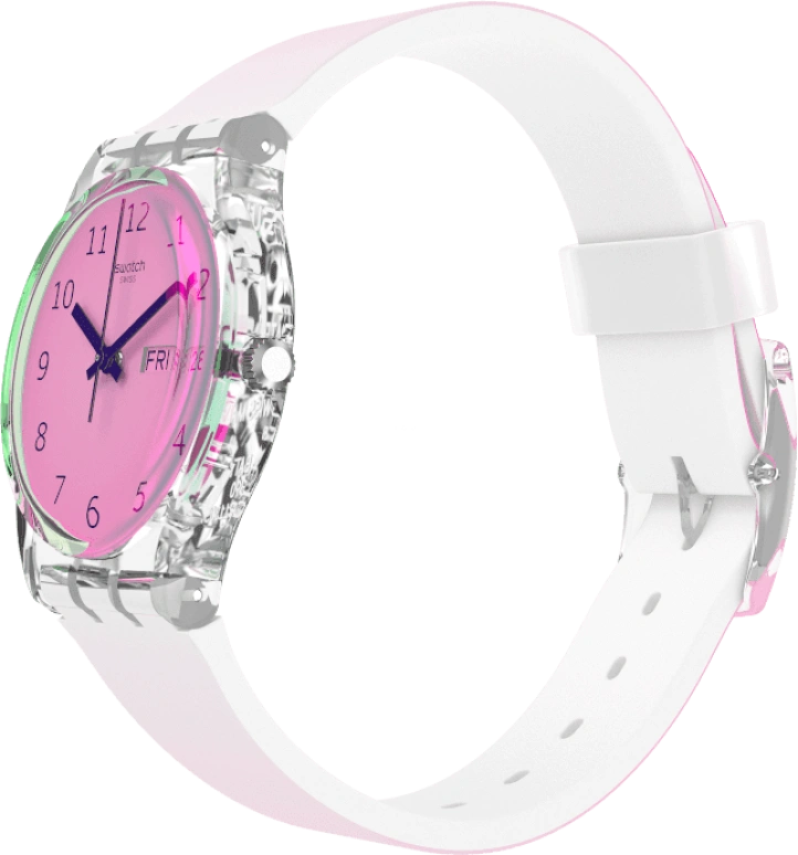 Swatch,Originals 34mm,34mm,Plastic,Pink,Sapphire,Crystal Glass,GE719