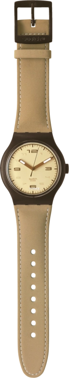 Swatch,Other 38.40mm,38.40mm,Plastic,Beige,Quartz,Tonneau,Brown,SUDM100