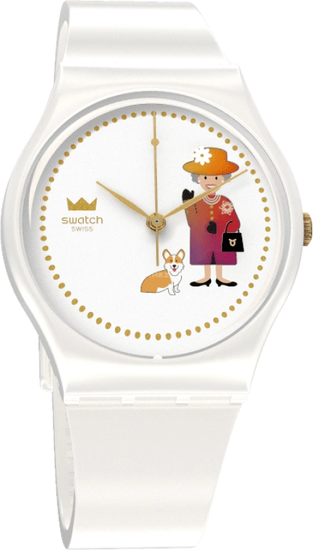 Swatch,Other 34mm,34mm,Plastic,White,Sapphire,Crystal Glass,GZ711