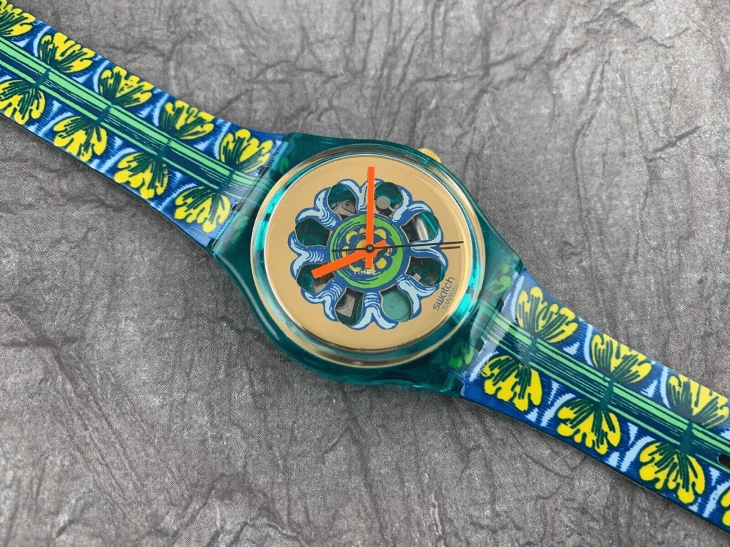 Swatch,Other 34mm,34mm,Plastic,Multi-Color,Quartz,Sapphire,Crystal Glass,Tonneau,GG126