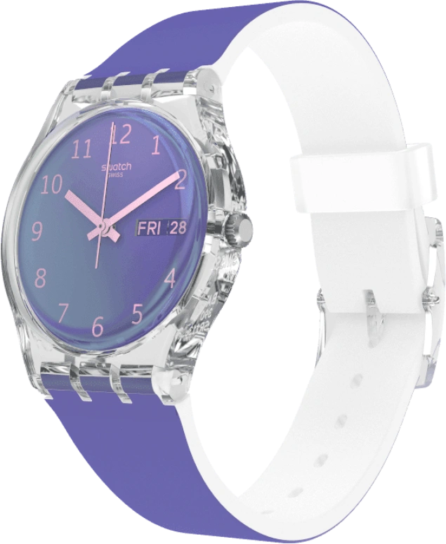 Swatch,Originals 34mm,34mm,Plastic,Purple,Green,Sapphire,Crystal Glass,GE718