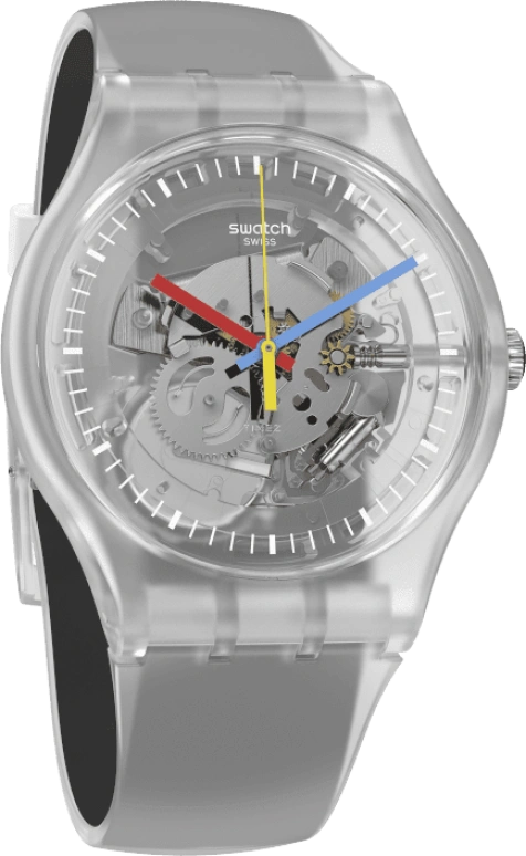 Swatch,Originals 41mm,41mm,Plastic,Skeleton,Quartz,Round,Transparent,SUOK157