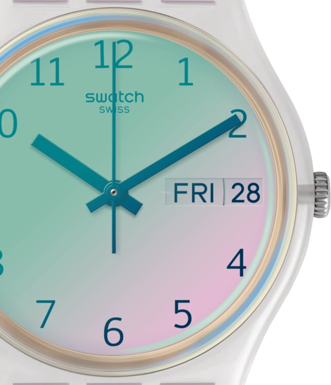 Swatch,Originals 34mm,34mm,Plastic,Pink,Green,Sapphire,Crystal Glass,GE714