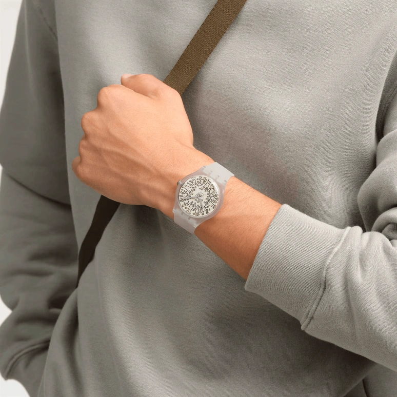 Swatch,Originals 41mm,41mm,Bio-sourced,Cream,Quartz,Sapphire,Round,SO29Z145
