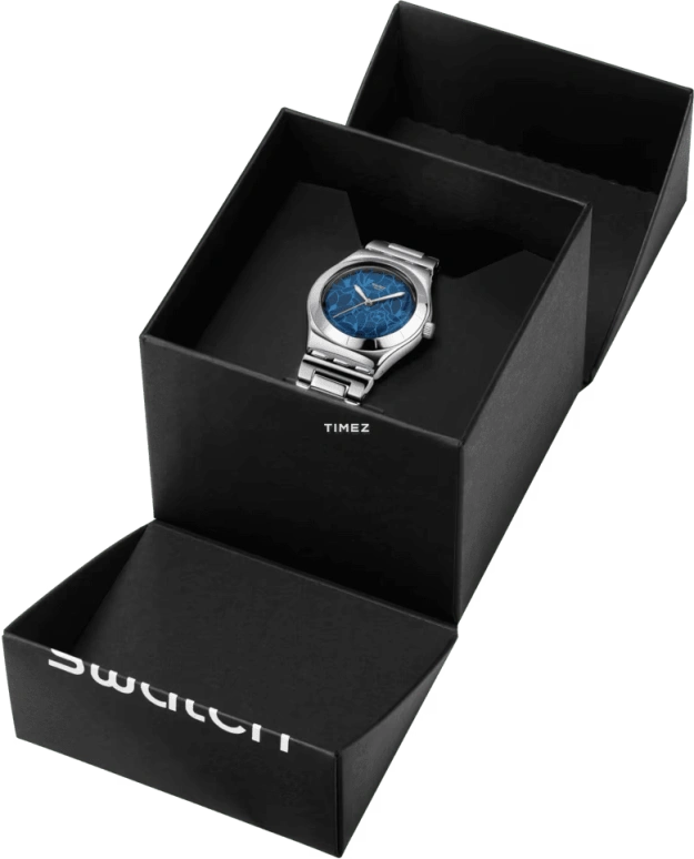 Swatch,IRONY 33mm,33mm,Stainless Steel,Blue,Quartz,Sapphire,Crystal Glass,Round,YLS235G