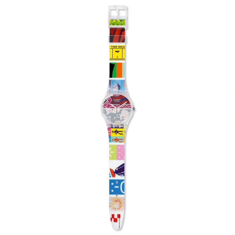 Swatch,Other 38.40mm,38.40mm,Plastic,Multi-Color,Quartz,Round,Transparent,MGZ177