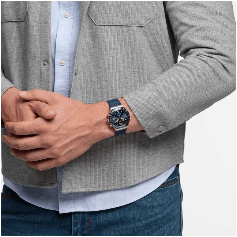 Swatch,IRONY 43mm,43mm,Stainless Steel,Blue,YVS454