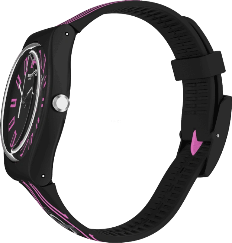 Swatch,Originals 41mm,41mm,Plastic,Black,Pink,Sapphire,Crystal Glass,SUOB146C