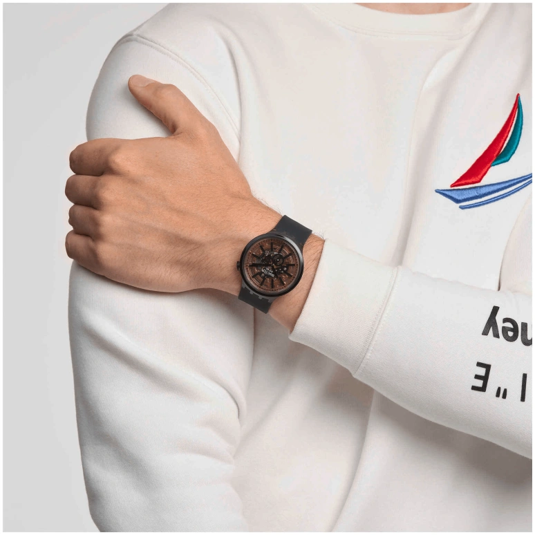 Swatch,THE BOLD 47mm,47mm,Plastic,Coffee,Brown,SO27B115