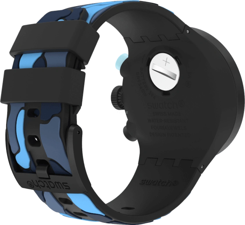 Swatch,THE BOLD 47mm,47mm,Plastic,Black,Sapphire,Crystal Glass,Closed,SB02B408