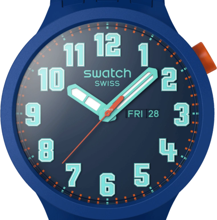 Swatch,THE BOLD 47mm,47mm,Plastic,Blue,Quartz,Date,Day,SB01N700