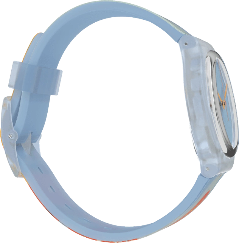 Swatch,Originals 34mm,34mm,Plastic,Blue,Quartz,Sapphire,Crystal Glass,Round,GZ357