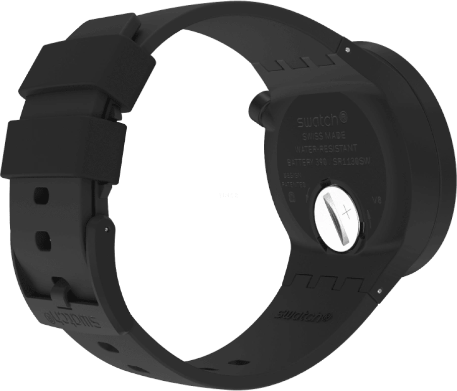 Swatch,Other 47mm,47mm,Bioceramic,Black,Skeleton,Quartz,Sapphire,Crystal Glass,Round,SB03B100