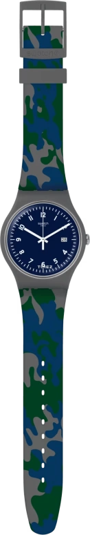 Swatch,Other 47.40mm,47.40mm,Plastic,Blue,Quartz,Day,Tonneau,SUOM400