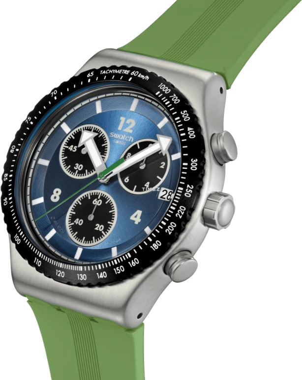 Swatch,IRONY 43mm,43mm,Stainless Steel,Blue,Black,Quartz,Chronograph,Day,YVS531