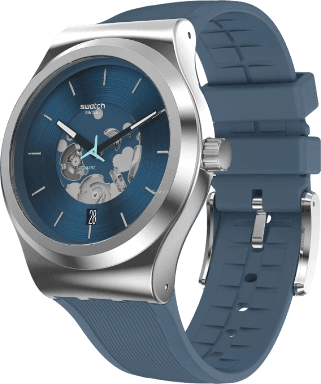 Swatch,IRONY 42mm,42mm,Stainless Steel,Blue,Open,YIS430