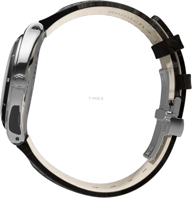 Swatch,IRONY 42.70mm,42.70mm,Stainless Steel,Black,Quartz,Day,Tonneau,YWS400