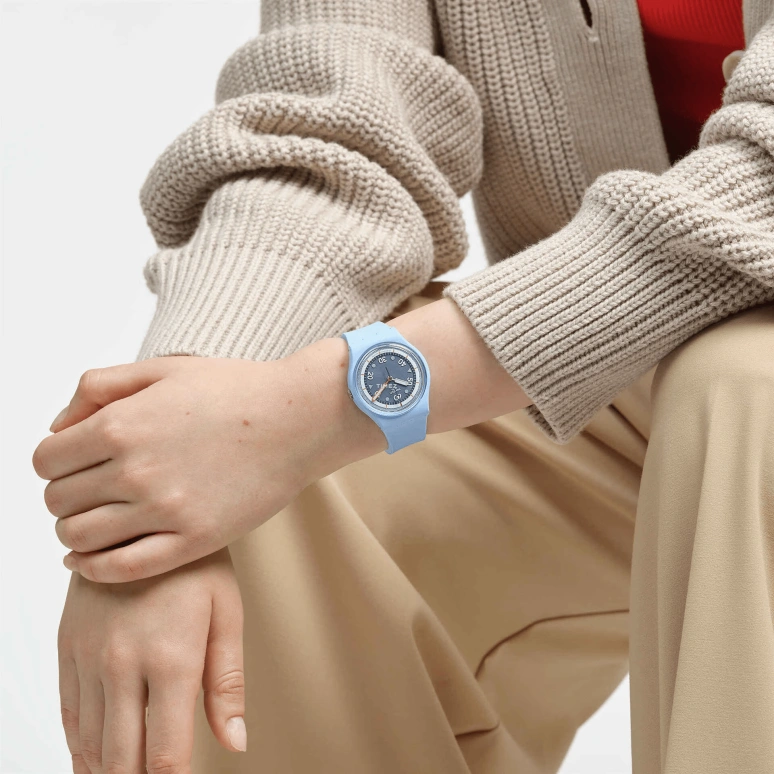 Swatch,Originals 34mm,34mm,Bioceramic,Blue,Quartz,Tonneau,SO31L100