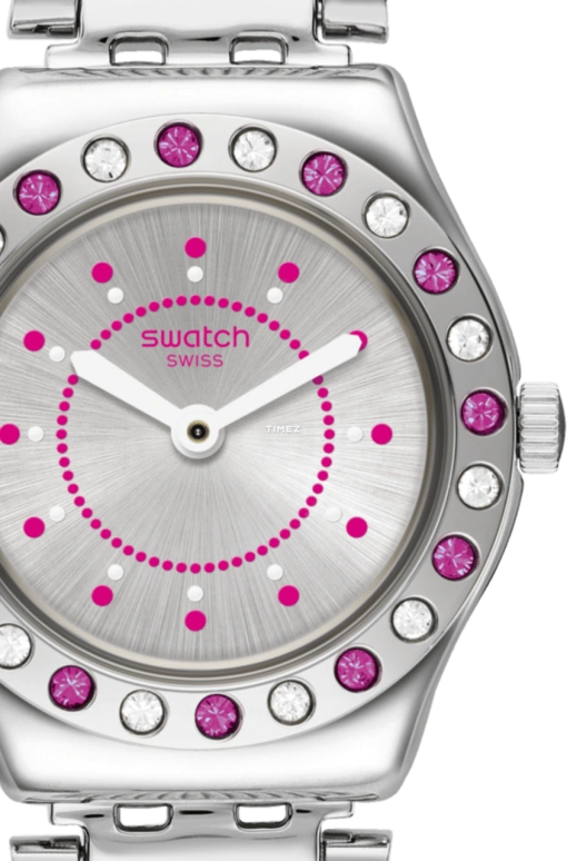 Swatch,IRONY 25mm,25mm,Stainless Steel,Pink,Quartz,Transparent,Pink,Setting,YSS319M