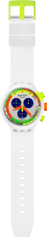 Swatch,NEON 47mm,47mm,Plastic,Silver,Quartz,Chronograph,Sapphire,Crystal Glass,SB02K100
