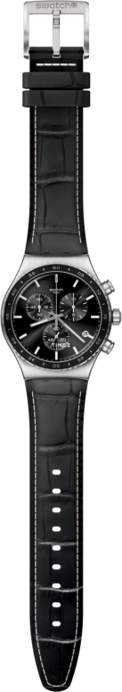 Swatch,Other 43mm,43mm,Stainless Steel,Black,Quartz,Chronograph,Day,YVS495