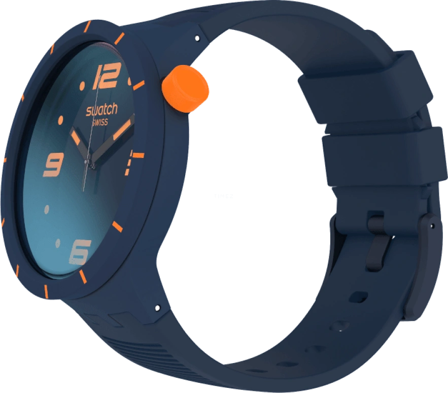 Swatch,THE BOLD 47mm,47mm,Plastic,Blue,Closed,SO27N110