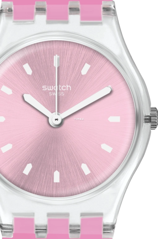 Swatch,Originals 25mm,25mm,Plastic,Pink,Quartz,Tonneau,Transparent,LK380