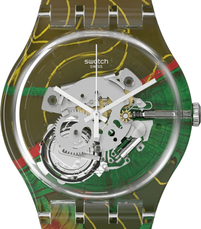 Swatch,Originals 41mm,41mm,Plastic,Transparent,Quartz,Sapphire,Crystal Glass,Round,SUOK137,SUOK137-043