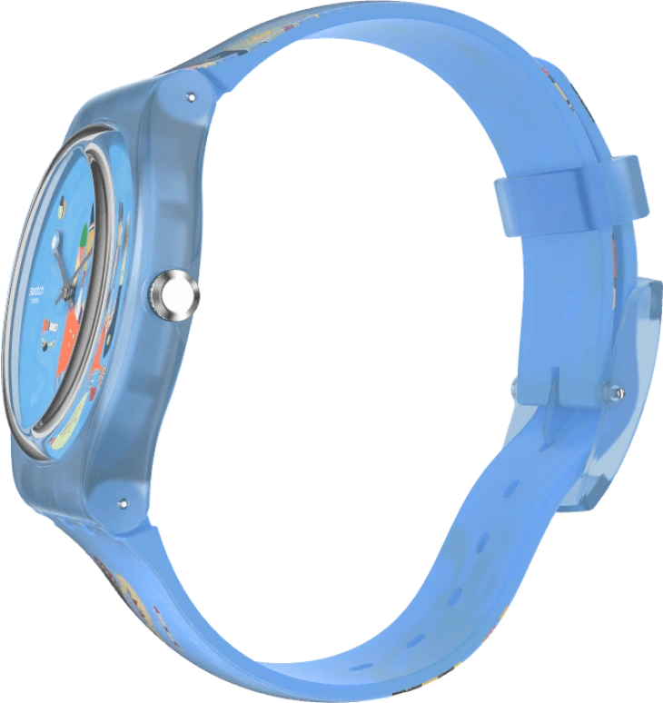 Swatch,Originals 41mm,41mm,Plastic,Blue,Quartz,Sapphire,Crystal Glass,Round,SUOZ342