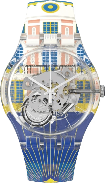 Swatch,Originals 41mm,41mm,Plastic,Transparent,Quartz,Round,SUOK145,SUOK145-055
