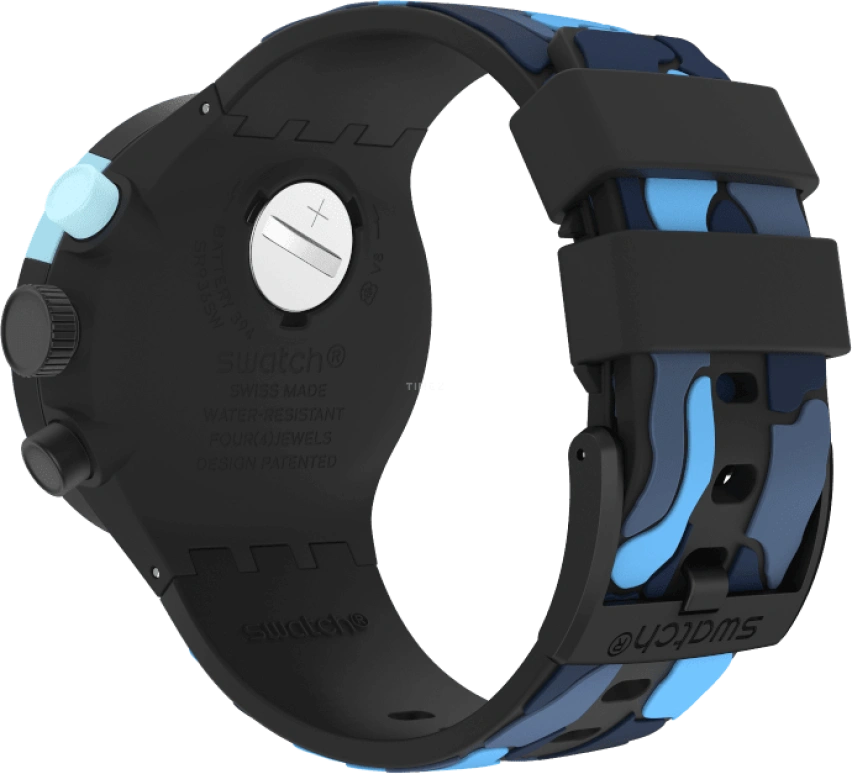 Swatch,THE BOLD 47mm,47mm,Plastic,Black,Sapphire,Crystal Glass,Closed,SB02B408