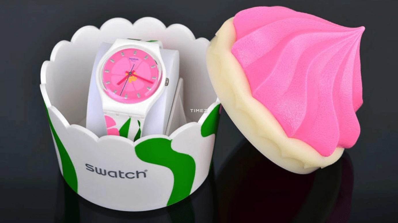 Swatch,Originals 34mm,34mm,Plastic,Pink Red,Quartz,Tonneau,White,GZ304