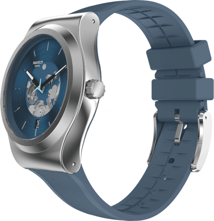 Swatch,IRONY 42mm,42mm,Stainless Steel,Blue,Open,YIS430