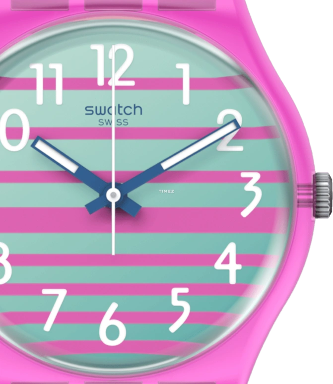 Swatch,Originals 34mm,34mm,Bio-sourced,Green,Pink,Quartz,Sapphire,Crystal Glass,Round,SO28P105
