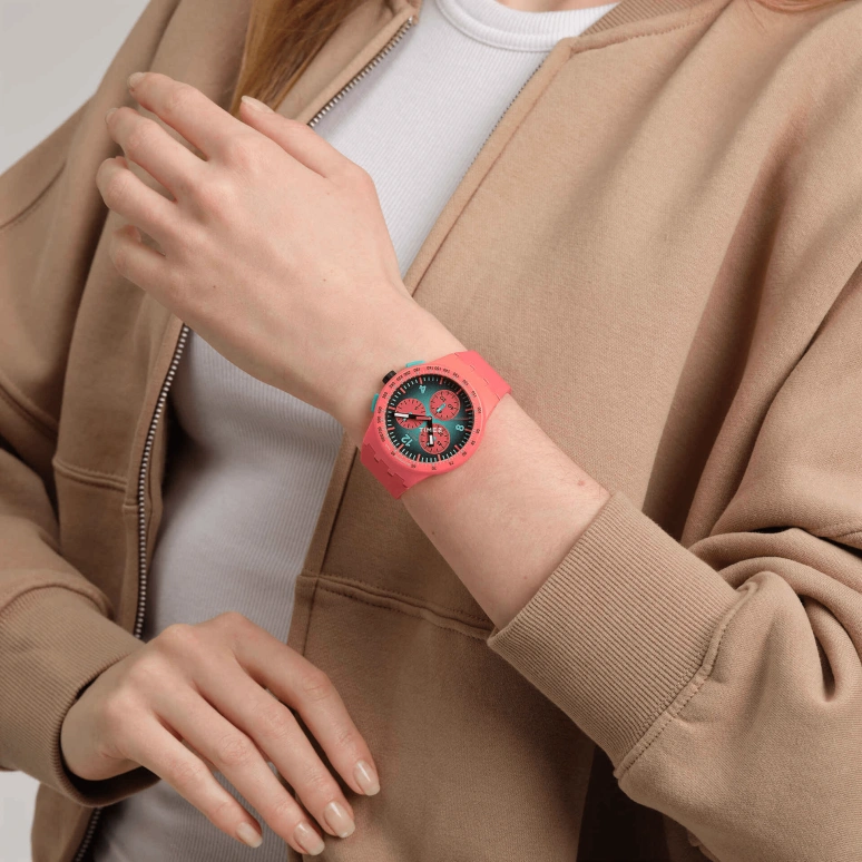 Swatch,Originals 42mm,42mm,Plastic,Red,Grey,Quartz,Chronograph,Round,SUSP100