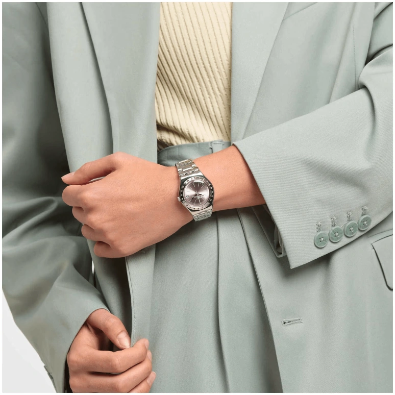 Swatch,IRONY 33mm,33mm,Stainless Steel,Pink Red,Quartz,Day,Round,YLS455GC