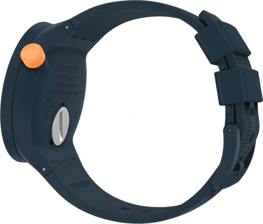 Swatch,THE BOLD 47mm,47mm,Plastic,Blue,Sapphire,Crystal Glass,Closed,SO27N107