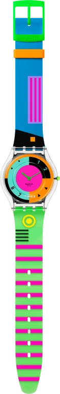 Swatch,NEON 34mm,34mm,Bio-sourced,Multi-Color,Quartz,Sapphire,Crystal Glass,Tonneau,SS08K119