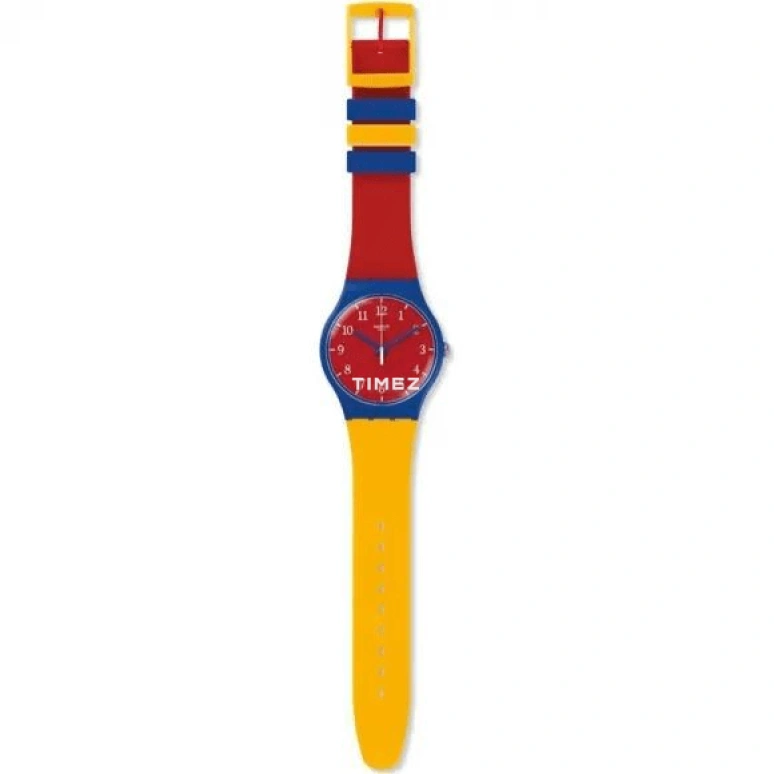 Swatch,Originals 41mm,41mm,Plastic,Red,Quartz,Tonneau,Blue,SUOZ243