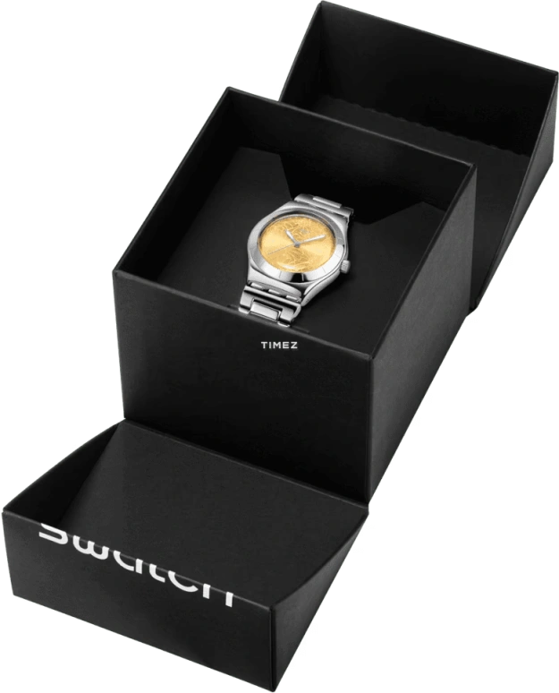 Swatch,IRONY 33mm,33mm,Stainless Steel,Yellow,Quartz,Sapphire,Crystal Glass,Round,YLS236G
