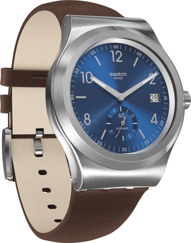 Swatch,IRONY 42mm,42mm,Stainless Steel,Blue,Open,SY23S410