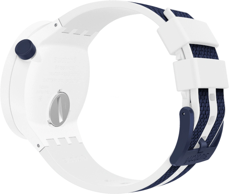 Swatch,THE BOLD 47mm,47mm,Plastic,White,Sapphire,Crystal Glass,Closed,SO27W102